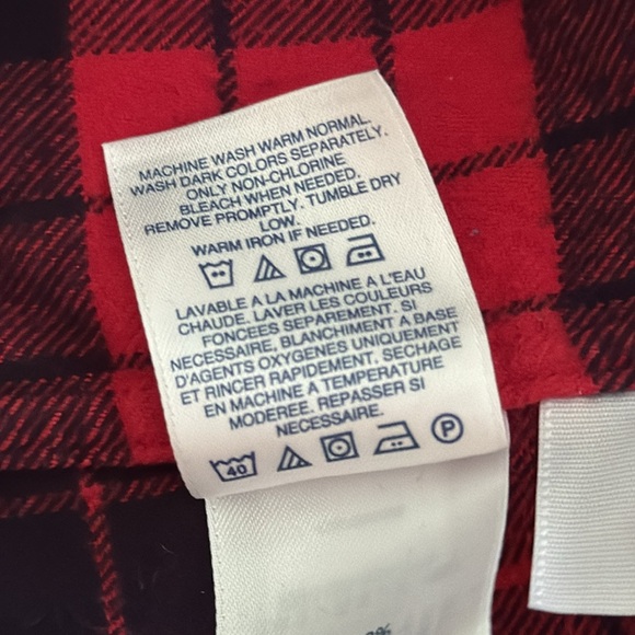 Lands’ End Flannel Shirt Red and Navy Plaid - Picture 9 of 9